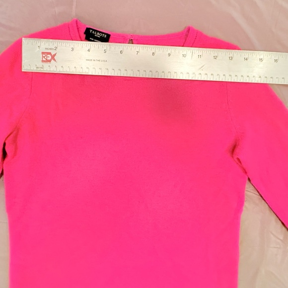 NWOT Talbots 100% Cashmere Audrey 3/4 Sleeve Pink Crew Neck Sweater XS/P $178 - Picture 8 of 10
